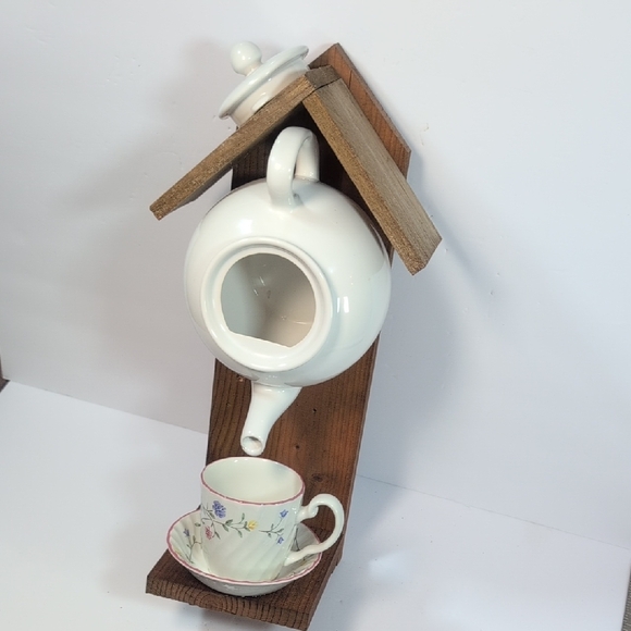 Rustic Wooden Bird Feeder/ Birdhouse Handmade English Tea - Picture 4 of 16
